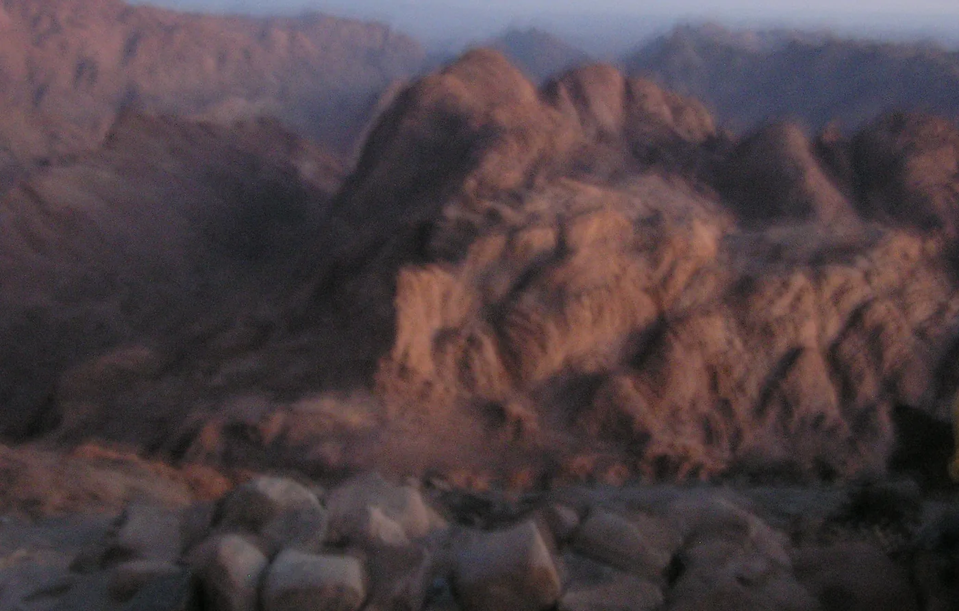 Bare granite peaks of the Sinai mountains around Mount Sinai
